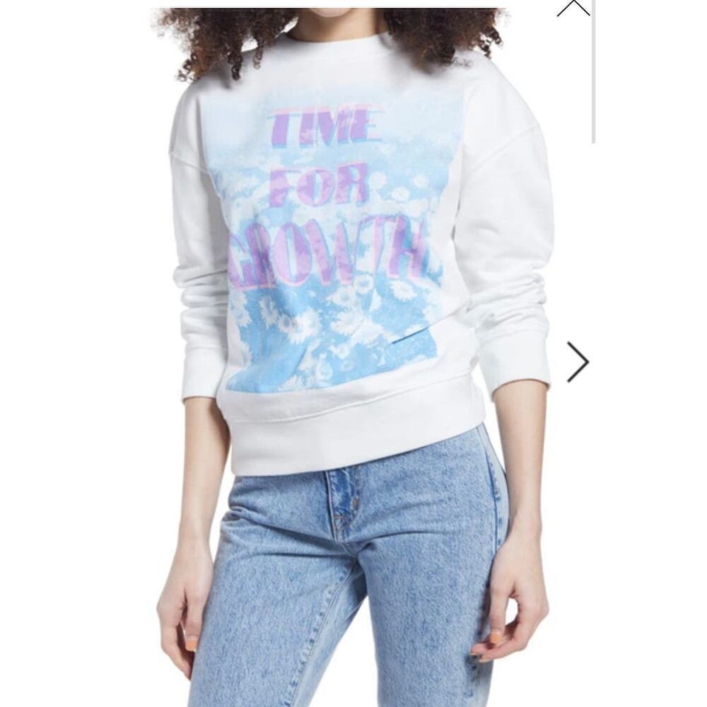NWT BP. Pullover Sweatshirt In White Time For Growth size xs